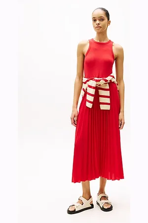 Tommy Hilfiger Plisowana sukienka midi bez rękawów