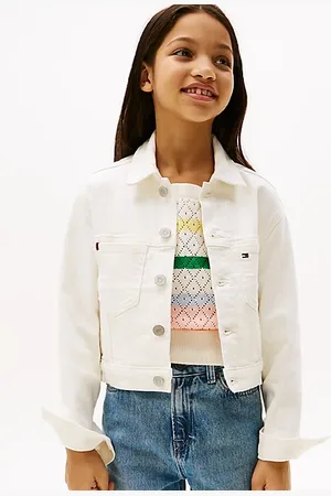 Tommy Hilfiger Biała kurtka trucker z denimu