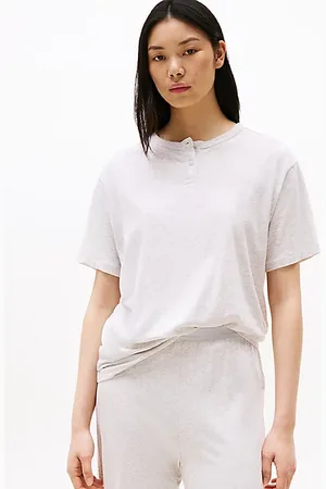 Tommy Hilfiger Luźny T-shirt od piżamy z dekoltem henley