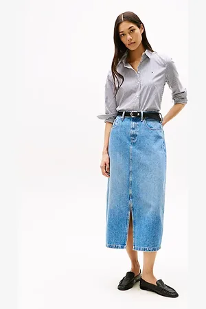 Tommy Hilfiger Dżinsowa spódnica midi z wysokim stanem