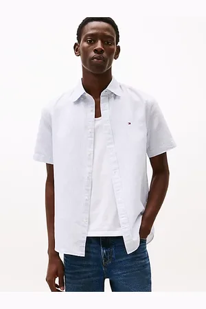 Tommy Hilfiger Koszula z krótkim rękawem z lnu i bawełny