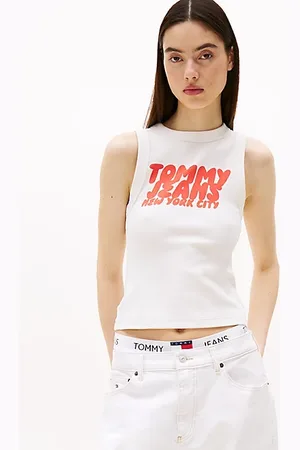 Tommy Hilfiger Dopasowany top bez rękawów z logo