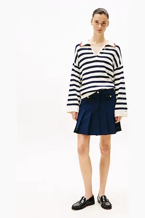 Tommy Hilfiger Plisowana spódniczka z guzikami w kolorze złota