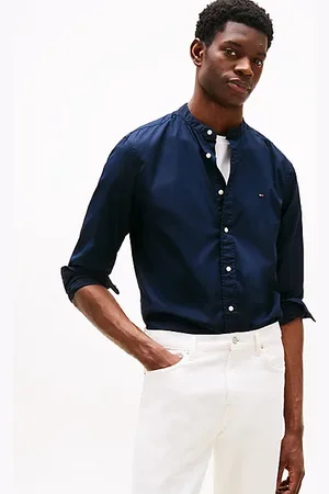 Tommy Hilfiger Popelinowa koszula z kołnierzykiem grandad