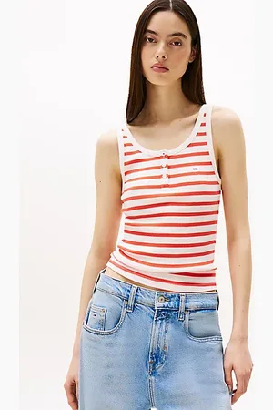 Tommy Hilfiger Prążkowany top o wąskim kroju bez rękawów