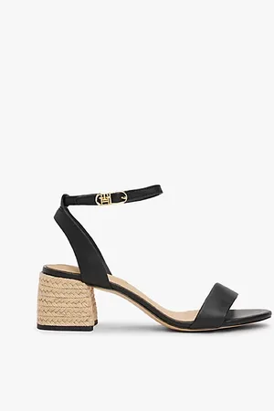 Tommy Hilfiger Skórzane sandały na obcasie espadrylowym