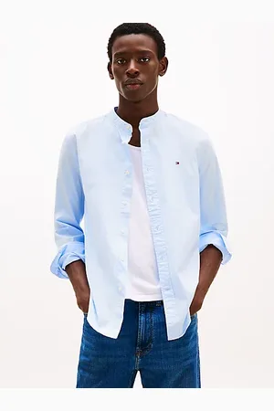 Tommy Hilfiger Popelinowa koszula z kołnierzykiem grandad