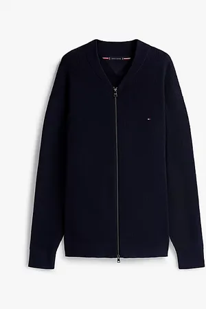 Tommy Hilfiger Teksturowany sweter na zamek z kolekcji Plus