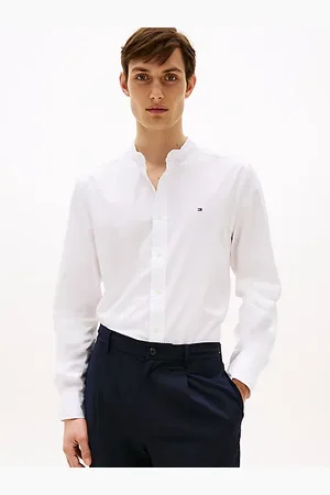 Tommy Hilfiger Popelinowa koszula z kołnierzykiem grandad