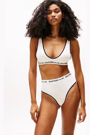 Tommy Hilfiger Prążkowane figi z wysokim stanem