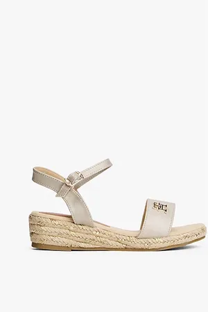 Tommy Hilfiger Sandały na jutowych koturnach z monogramem TH