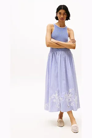 Tommy Hilfiger Sukienka maxi z haftem angielskim