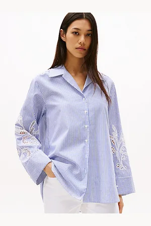 Tommy Hilfiger Luźna bluzka z haftem angielskim