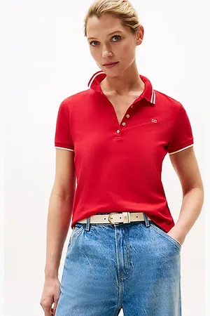 Tommy Hilfiger Wąska koszulka polo z kontrastową flagą