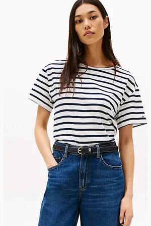 Tommy Hilfiger T-shirt o luźnym kroju z mieszanki lnu