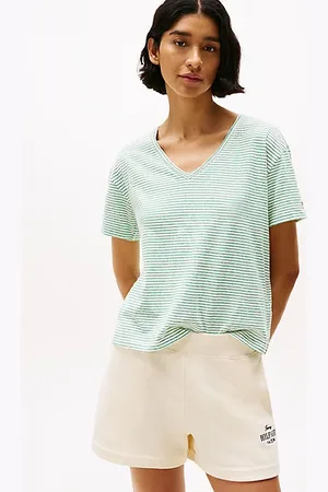 Tommy Hilfiger Luźny T-shirt z lnu i bawełny