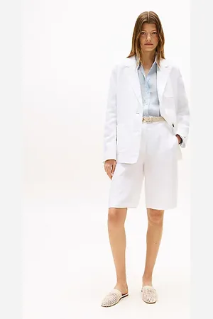 Tommy Hilfiger Szorty o wąskim kroju z mieszanki lnu