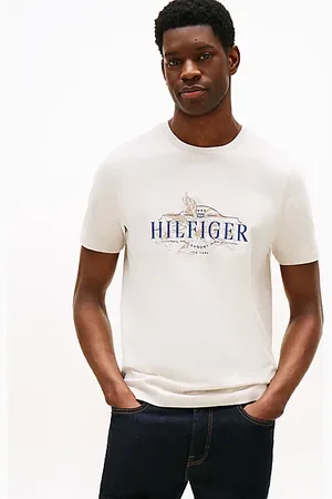 Tommy Hilfiger T-shirt z tropikalnym logo i dekoltem okrągłym