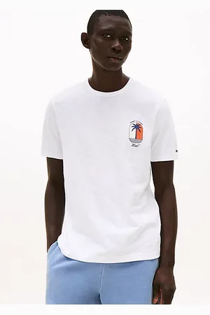 Tommy Hilfiger T-shirt z okrągłym dekoltem i tropikalnym logo
