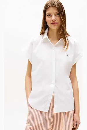 Tommy Hilfiger Luźna koszula z popeliny z krótkim rękawem
