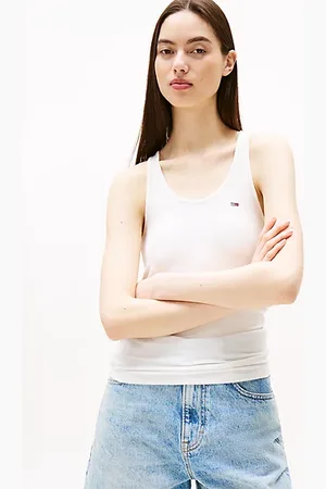 Tommy Hilfiger Prążkowany top o fasonie bokserki bez rękawów