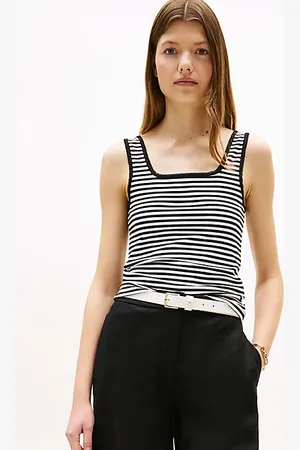 Tommy Hilfiger Prążkowany top bez rękawów o wąskim kroju