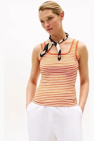 Tommy Hilfiger Prążkowany top bez rękawów o wąskim kroju