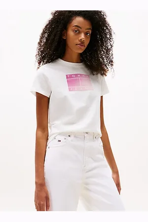 Tommy Hilfiger T-shirt z okrągłym dekoltem i cieniowanym logo