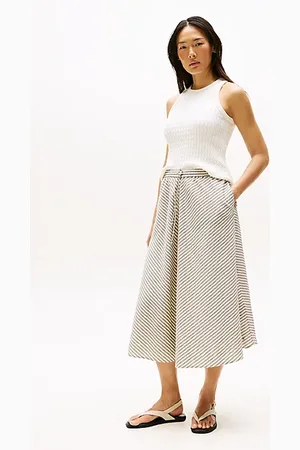 Tommy Hilfiger Gnieciona spódnica midi o trapezowym kroju