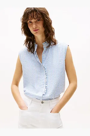 Tommy Hilfiger Krepowana koszula bez rękawów