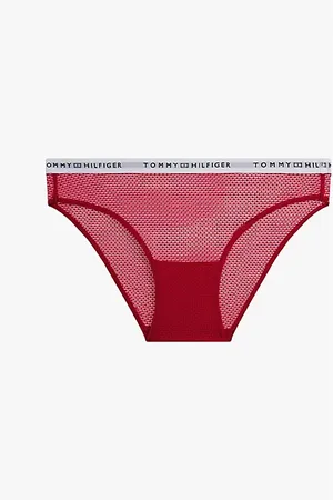 Tommy Hilfiger Koronkowe figi z logo na pasku w talii