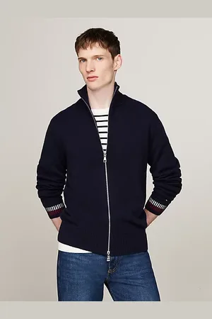 Tommy Hilfiger Luźny wełniany sweter z zapięciem na zamek