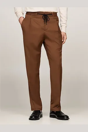 Tommy Hilfiger Wąskie spodnie z paskiem z troczkami