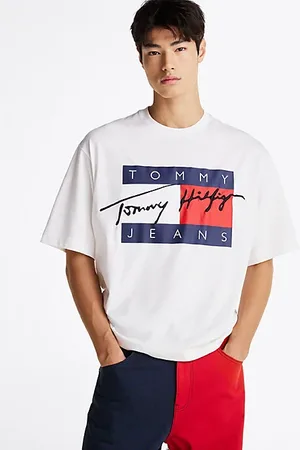 Tommy Hilfiger Dżersejowy T-shirt z logo i flagą
