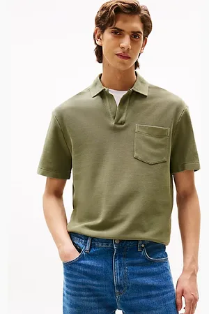Tommy Hilfiger Luźny T-shirt polo z efektem wyprania