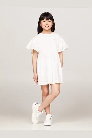 Tommy Hilfiger Rozkloszowana sukienka z haftem angielskim