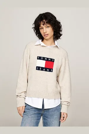 Tommy Hilfiger Luźny sweter z mieszanki melanżowej wełny