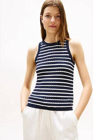 Tommy Hilfiger Bezrękawnik o wąskim kroju z warkoczowym splotem