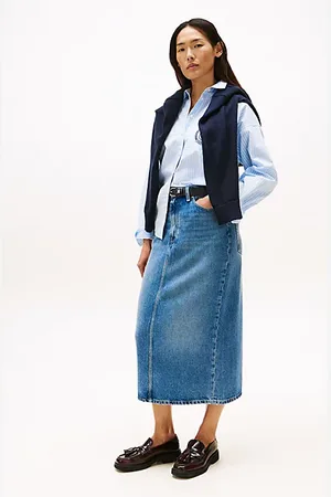 Tommy Hilfiger Denimowa spódnica midi z wysokim stanem