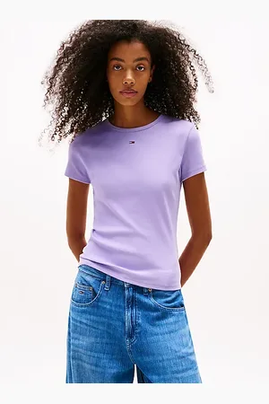 Tommy Hilfiger Prążkowany T-shirt z okrągłym dekoltem