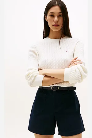 Tommy Hilfiger Sweter o cienkim splocie warkoczowym