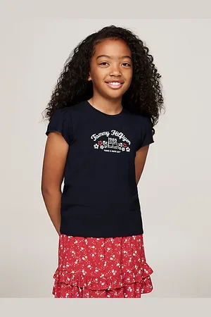 Tommy Hilfiger T-shirt o wąskim kroju z kwiatowym logo