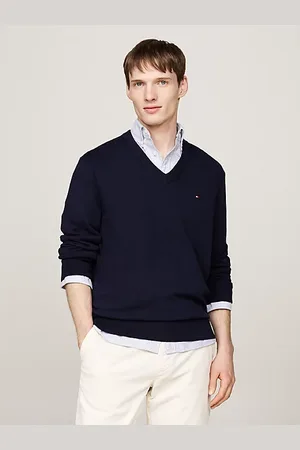 Tommy Hilfiger Sweter z dekoltem w szpic z kaszmirem
