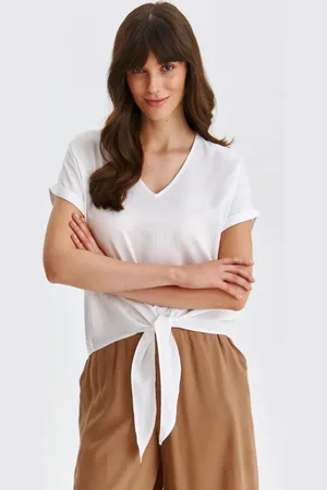 Top Secret Bluzka z wiązaniem z dekoltem v neck
