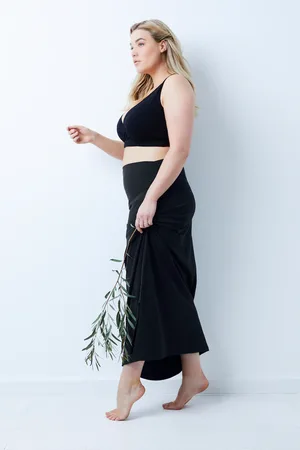 Ulla Popken Spódnica Bellieva, moda ciążowa, dżersej, szeroki, elastyczny pas, bawełna organiczna, GOTS