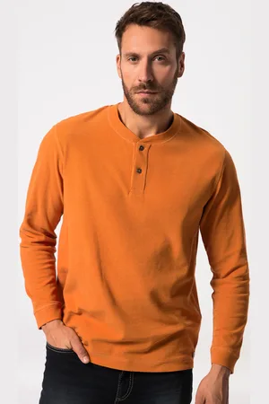 JP 1880 Koszulka henley, długi rękaw, pika waflowa, okrągły dekolt i listwa guzikowa, do 8 XL