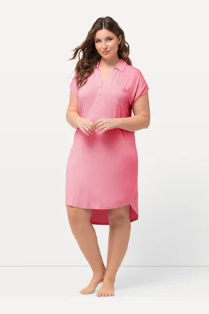 Ulla Popken Koszula nocna, oversize, kołnierz koszulowy, dekolt w serek, rękaw 1/2