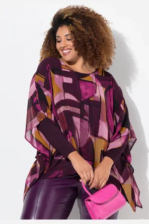 Ulla Popken Tunika, dwuwarstwowa, oversize, okrągły dekolt, rękaw 3/4