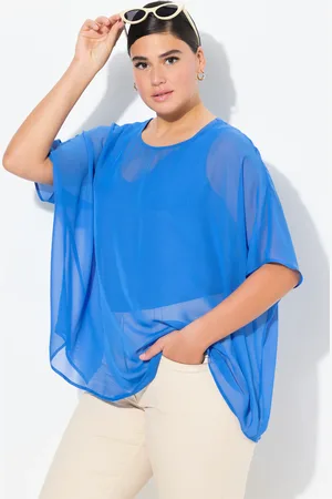 Ulla Popken Bluzka szyfonowa, oversize, okrągły dekolt, rękaw 1/2