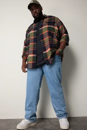 STHUGE Kurtka koszulowa , flanela w kratkę, długi rękaw, oversize, do rozmiaru 8XL